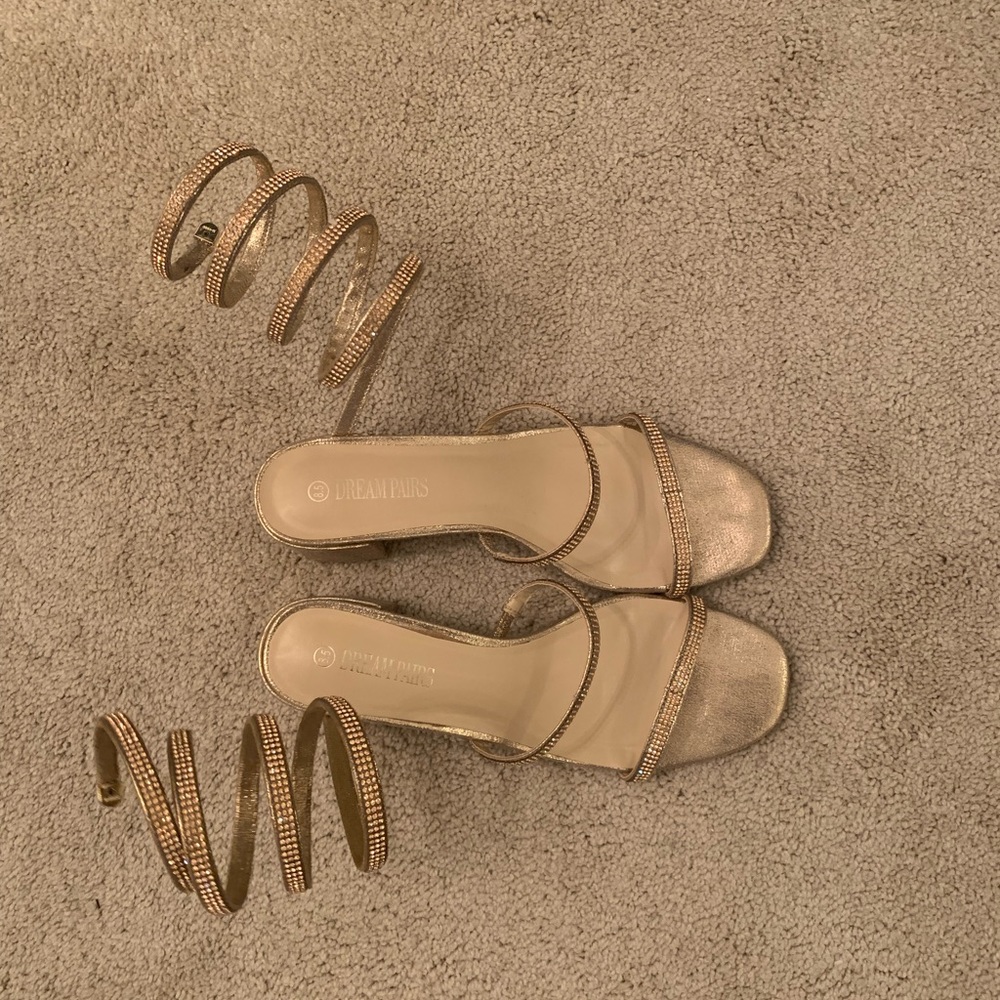 Gold / rose gold wrap up sandals